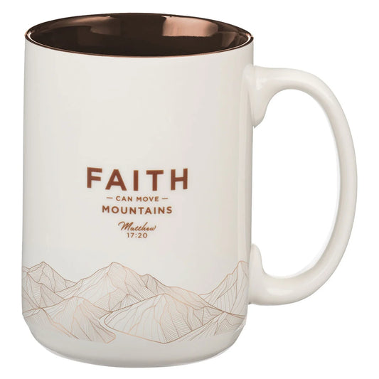 Faith Can Move Mountains White Ceramic Coffee Mug – Matthew 17:20