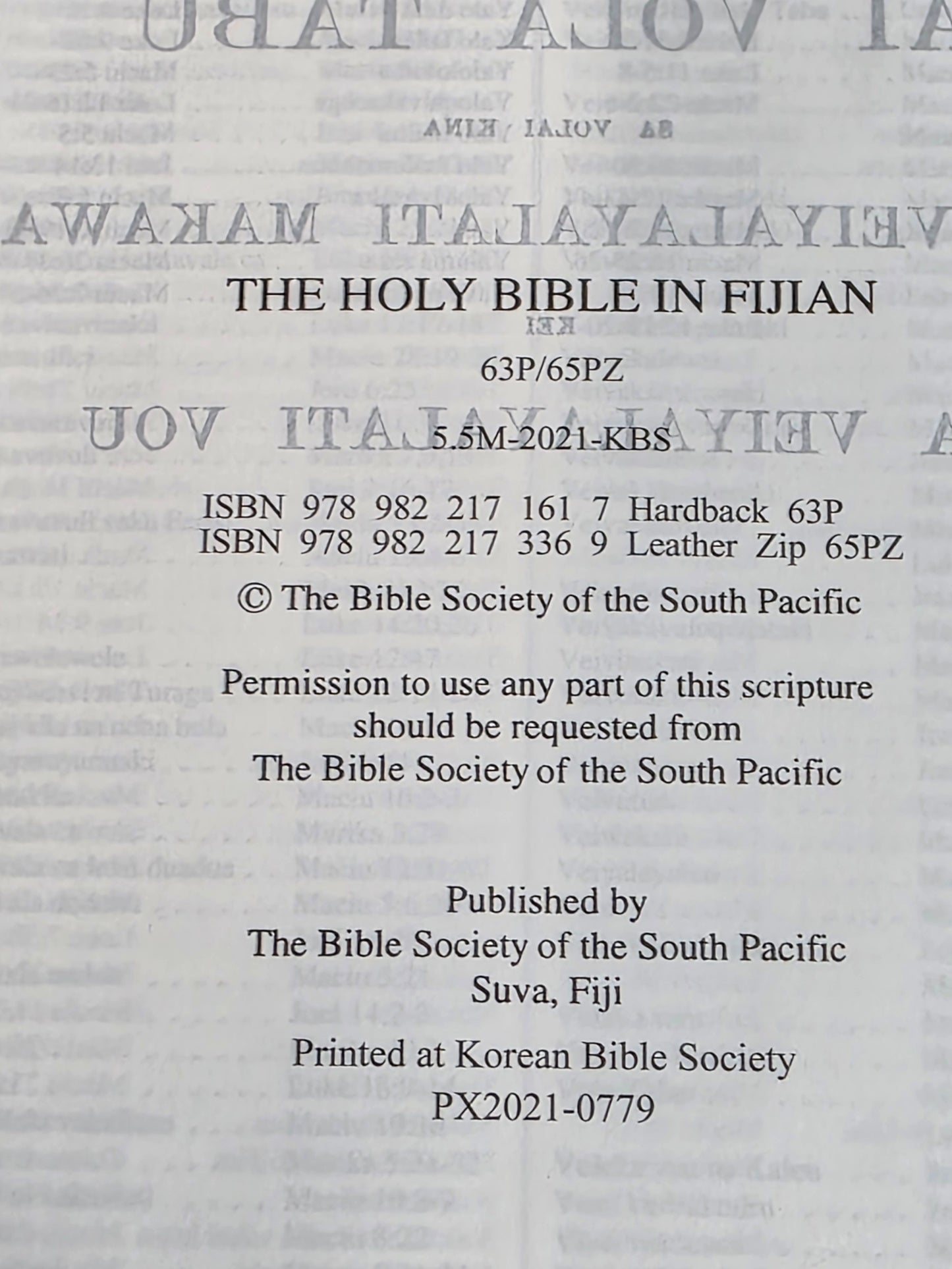 Fijian Bible 1864 Black Zip