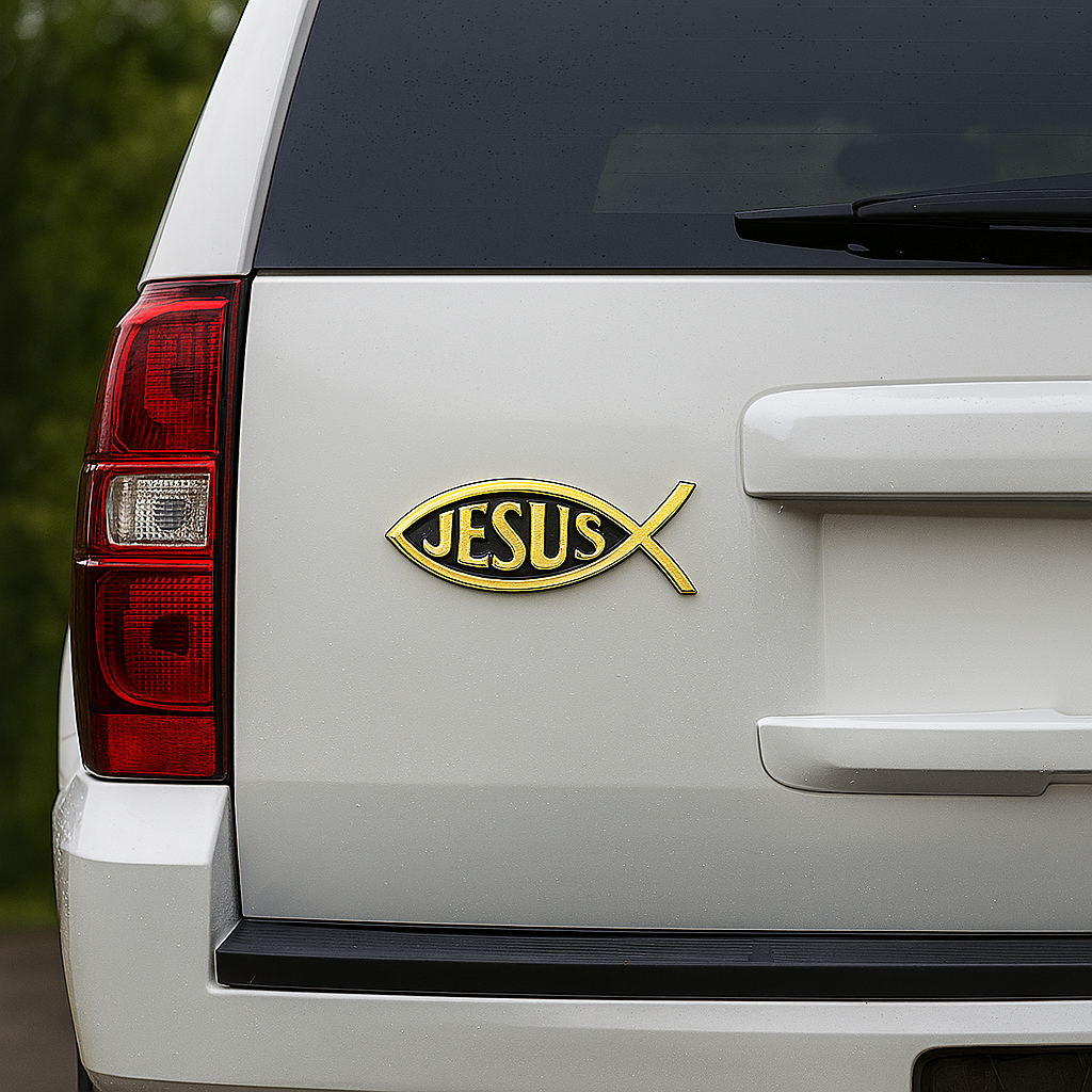 Jesus fish emblem for Cars Gold