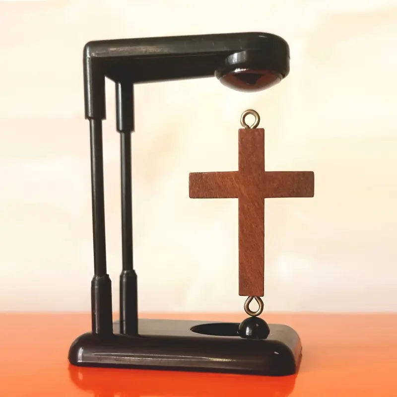 Floating Pendulum Cross - Wooden Cross with Geometric Design