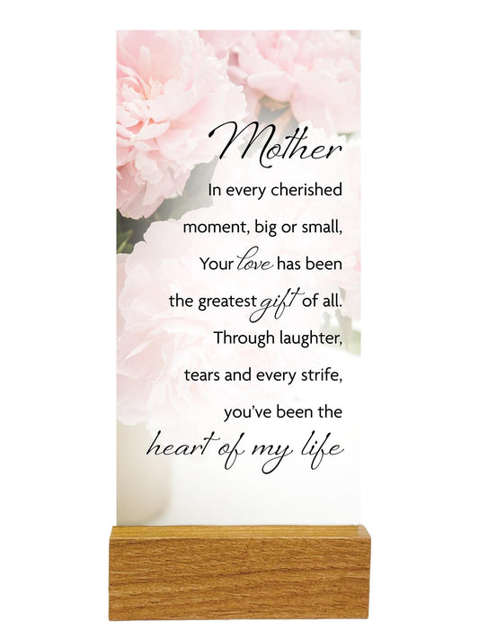 Glass Plaque Wood Base – Mother (Standing)