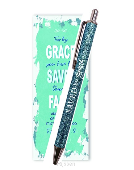 Gel Pen Glitter with Bookmark: Saved by Grace (Glitter)