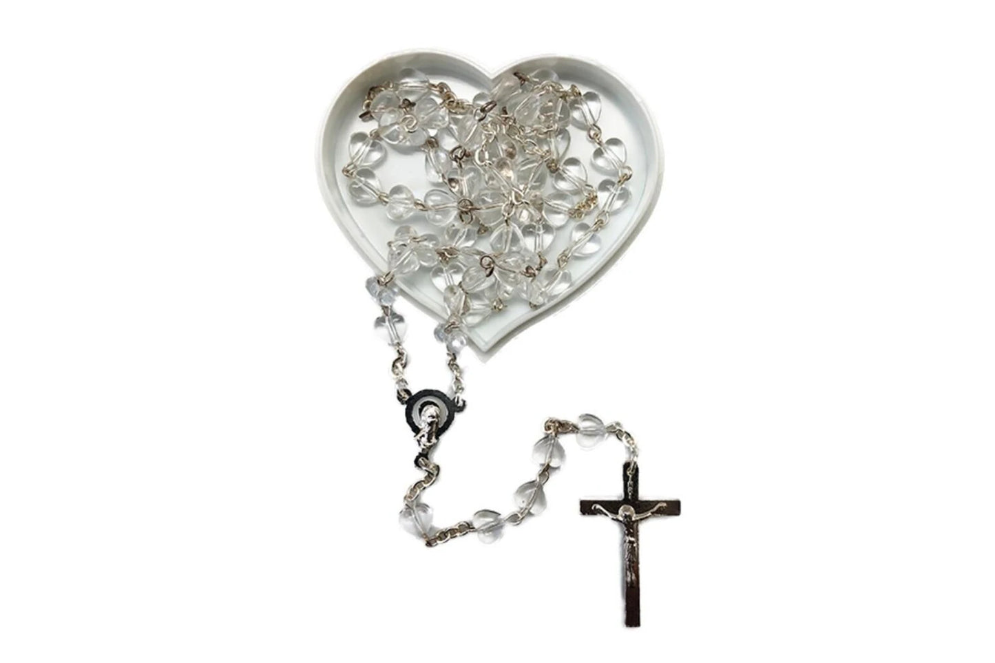 Heart-Shaped Rosary - Clear