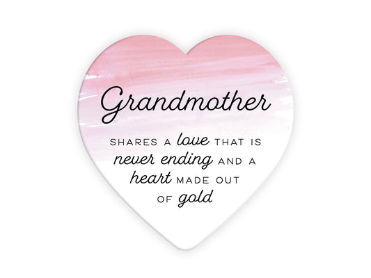 Heart Shape Ceramic Coaster – Grandmother | Shares A Love That Is Never Ending and A Heart Made Out Of Gold