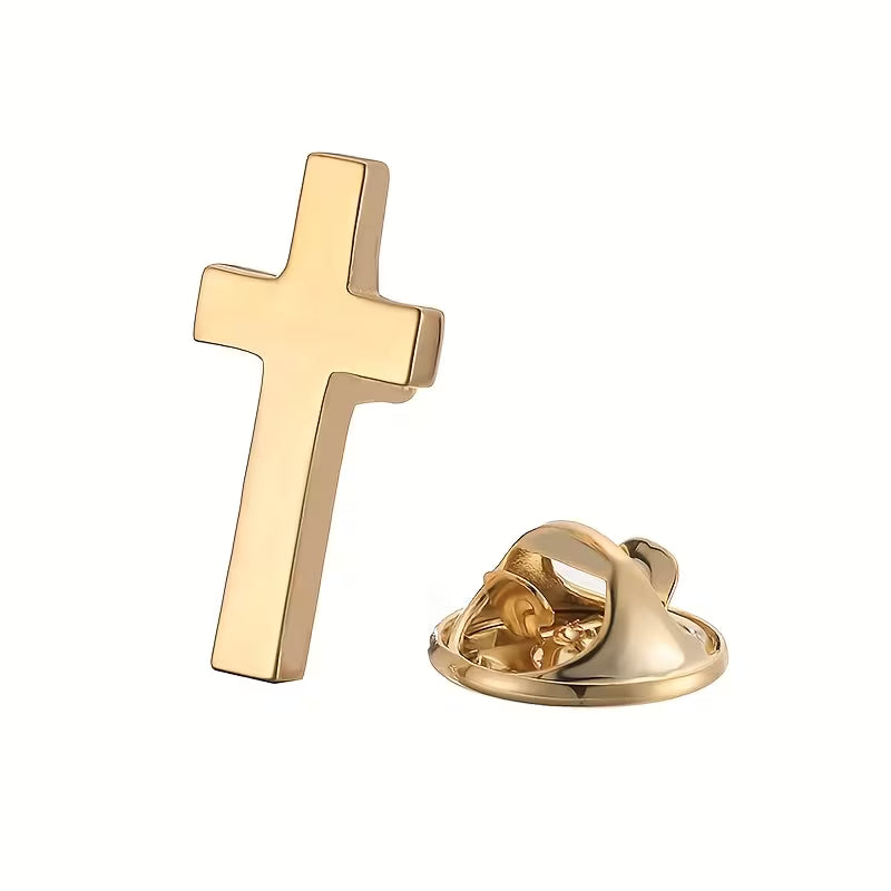Croos Pin Cross lapel Pin, premium Brass-4cm x 2 cm – Shofar Christian Stores
