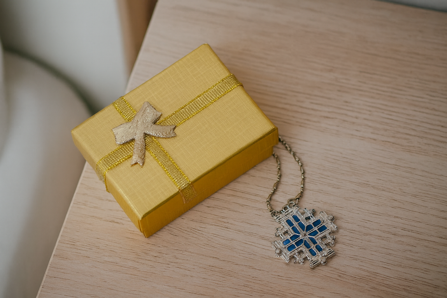 Jerusalem Cross Pendant with Chain 3 cm x 3 cm