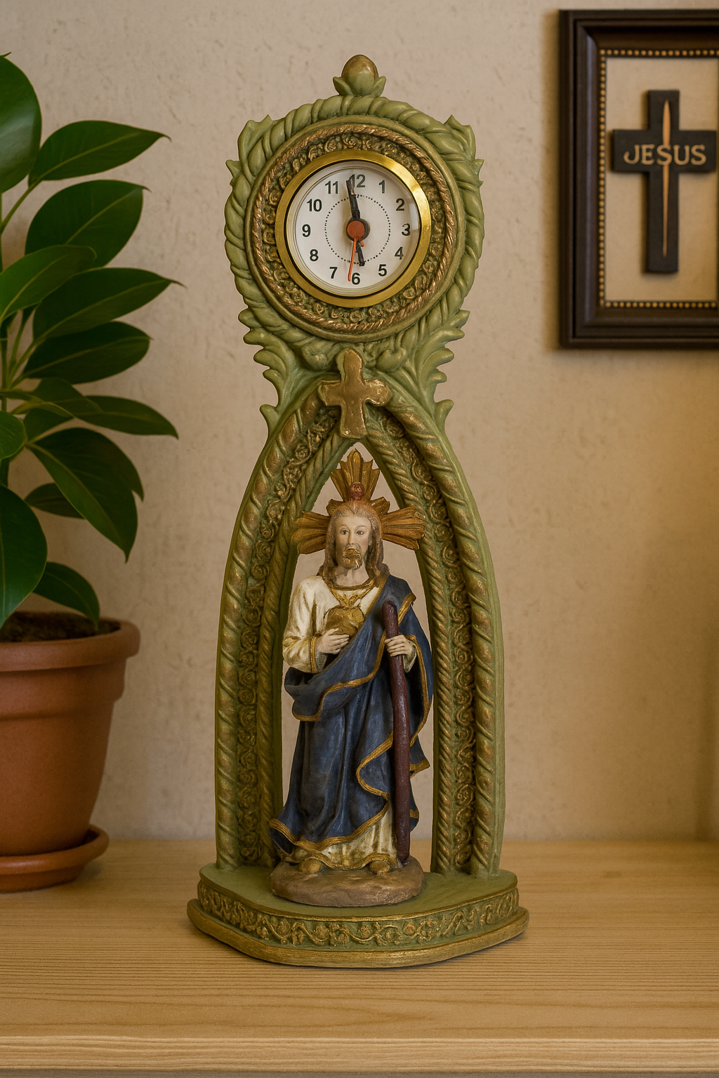 Jesus Clock Porcelain 25 x10 cm with AAA Battery