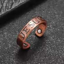 Jesus Letter Open Loop Magnetic -Healing Ring Unisex