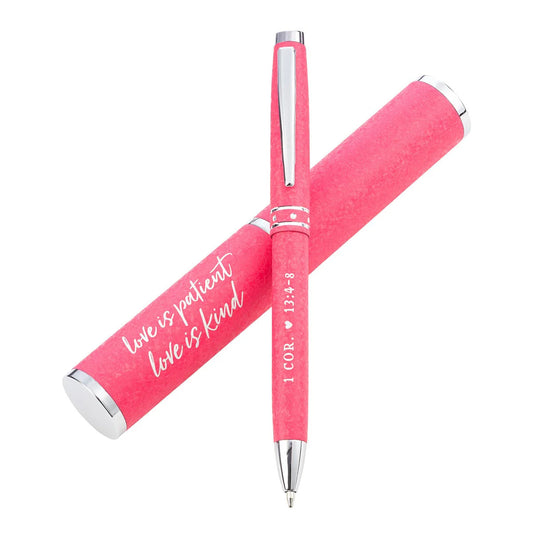 Love is Patient Love is Kind Scripture Gift Pen – Pink (1 Corinthians 13:4-8)