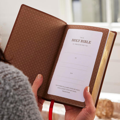 KJV Holy Bible, Ultra Thinline, Brown LeatherSoft, Red Letter, Comfort Print