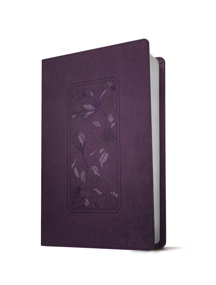 KJV Large Print Thinline Reference Bible, Filament Enabled, LeatherLike, Floral Frame Purple