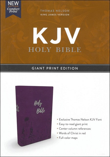 KJV Holy Bible Giant Print, Purple Leather Soft, Comfort Print, Red Letter Edition