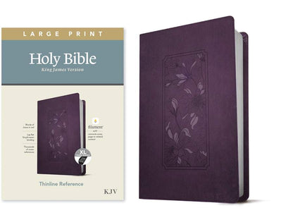 KJV Large Print Thinline Reference Bible, Filament Enabled, LeatherLike, Floral Frame Purple, Indexed