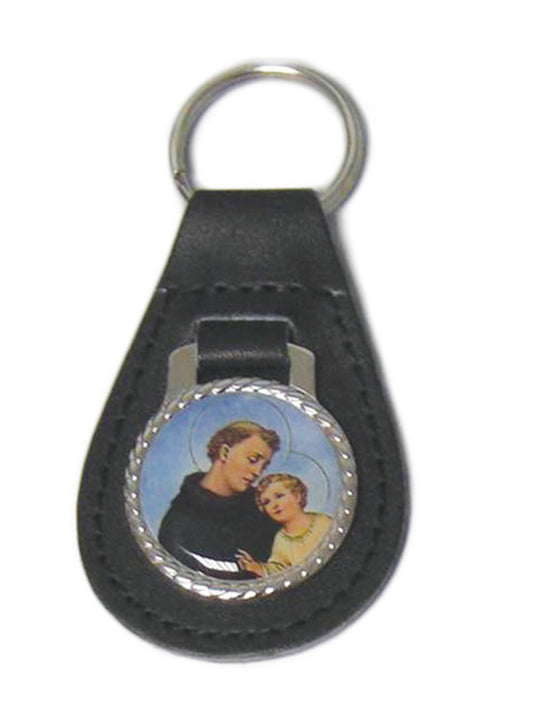 KEYRING - LEATHER ST ANTHONY LEATHER - 80 X 43MM
