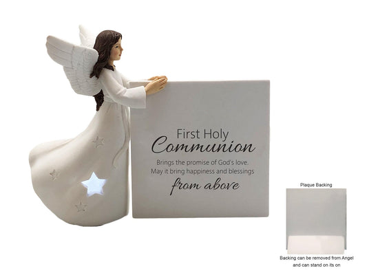 First Holy Communion Light Up Angel Figurine with Plaque