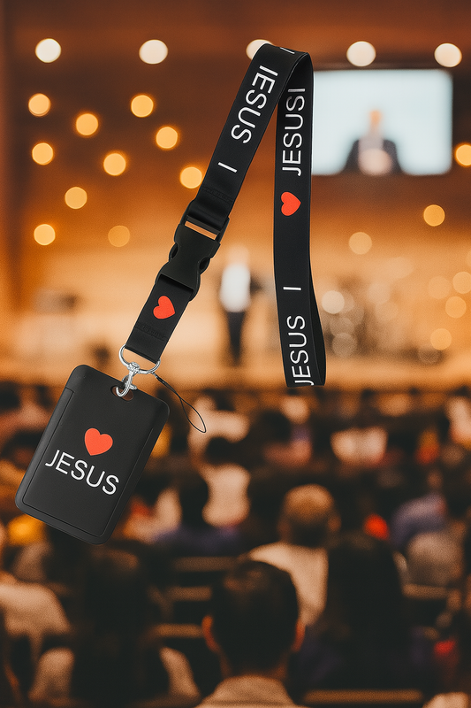 Lanyard with Detachable Card Holder, Key and ID Badge Holder-I Love Jesus