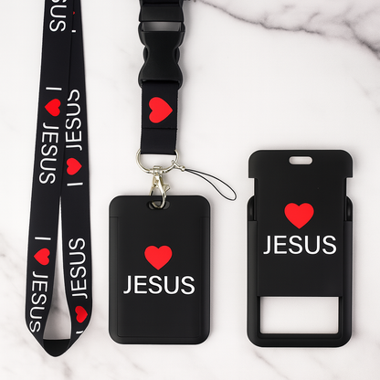 Lanyard with Detachable Card Holder, Key and ID Badge Holder-I Love Jesus