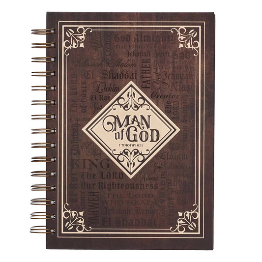 Man Of God Large Wire bound Journal in Brown - 1 Timothy 6:11