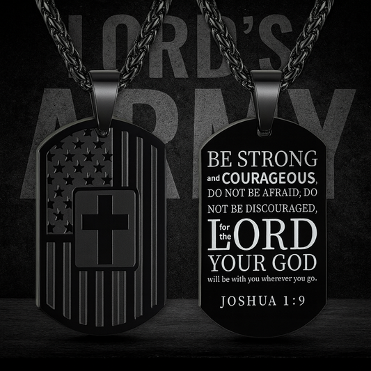 Stainless Steel Black Fashion Trend Bible Verse Cross Pendant Necklace
