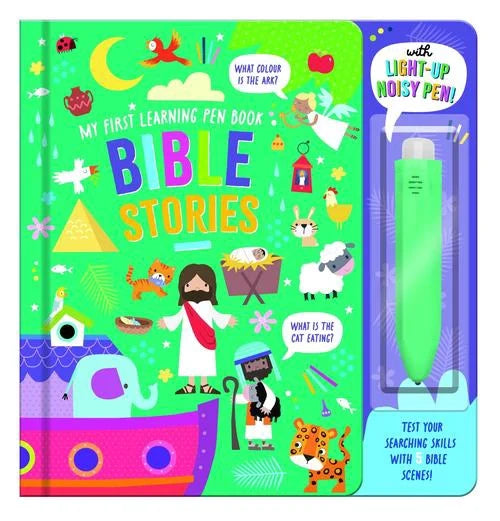 Bible Stories learning pen board book with green light-up sound pen and colourful Noah's Ark cover