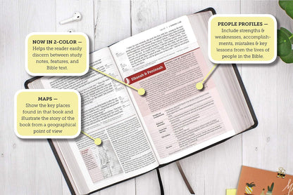 NIV Life Application Study Bible, Third Edition, Large Print, Gray/Pink, Red Letter