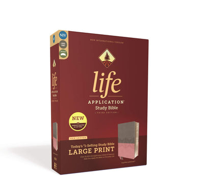 NIV Life Application Study Bible, Third Edition, Large Print, Gray/Pink, Red Letter