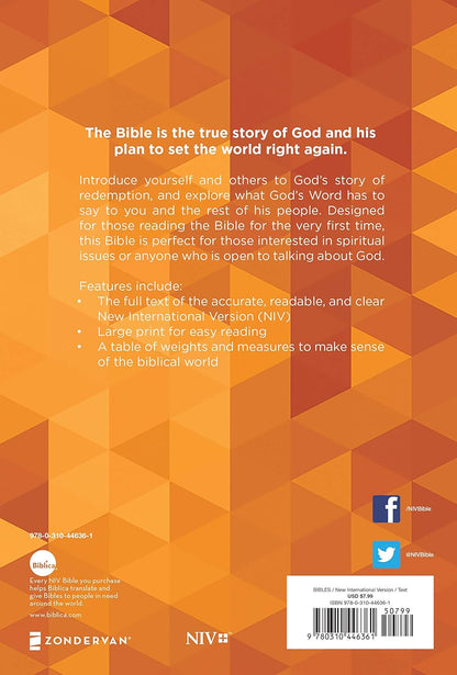 NIV Outreach Bible, Large Print, Paperback