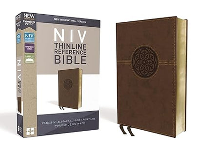 NIV Thinline Reference Bible, Red Letter Edition, Brown, LeatherSoft, Comfort Print
