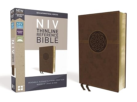 NIV Thinline Reference Bible, Red Letter Edition, Brown, LeatherSoft, Comfort Print