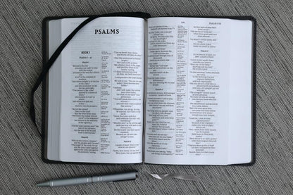 NIV Compact Centre-Column Reference Bible, Black, Red Letter, Comfort Print
