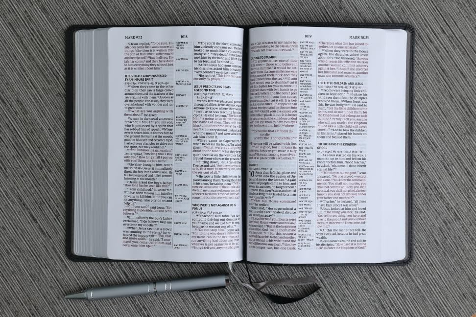 NIV Compact Centre-Column Reference Bible, Black, Red Letter, Comfort Print