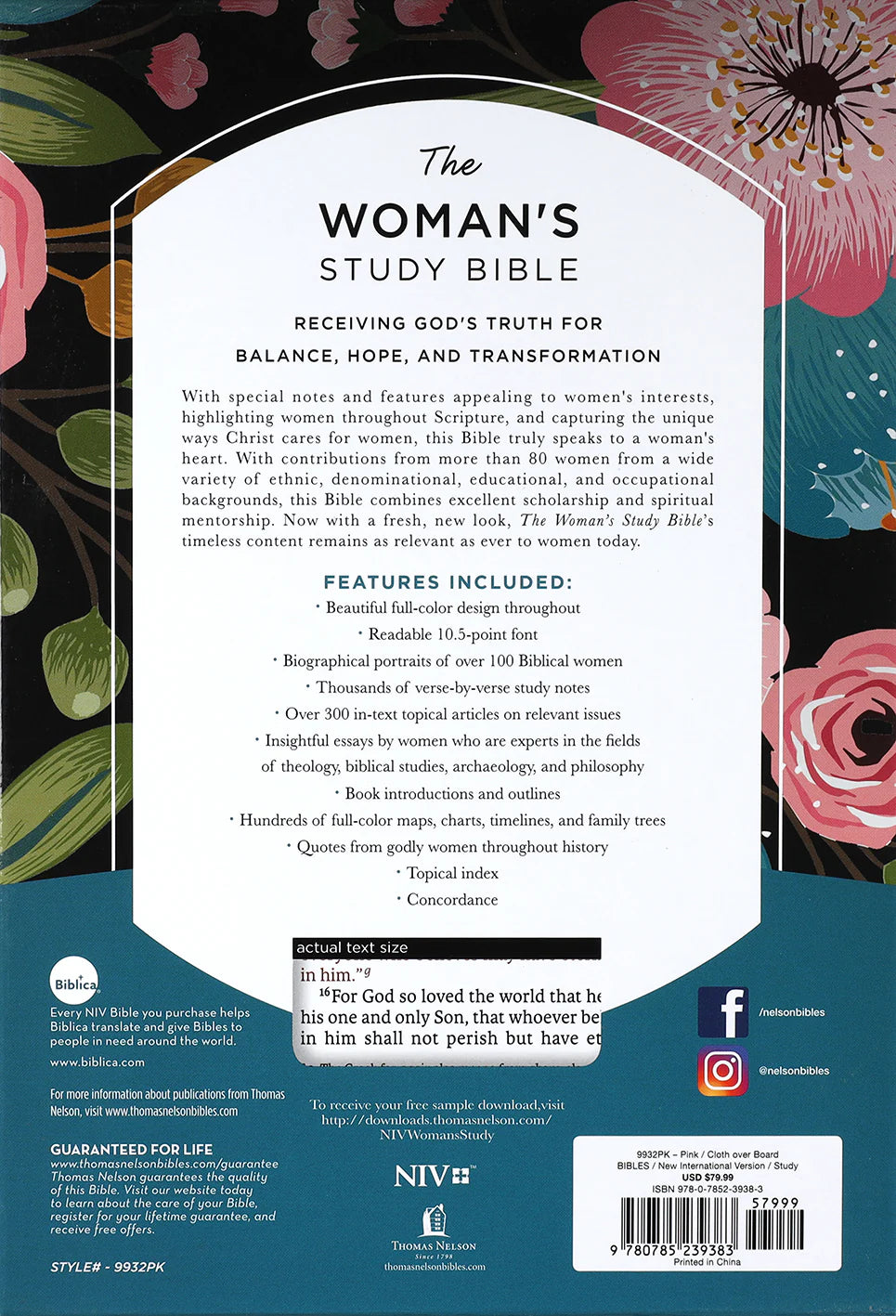 NIV The Woman's Study Bible, Pink, Cloth over Board, Red Letter, Full-Color
