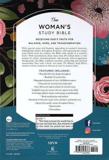 NIV The Woman's Study Bible, Pink, Cloth over Board, Red Letter, Full-Color