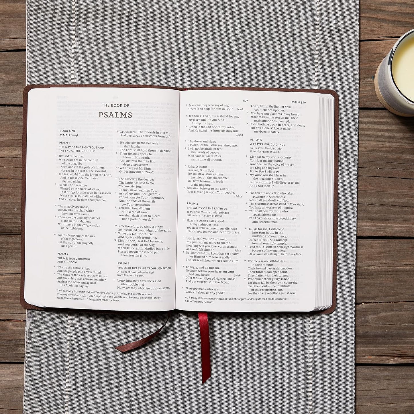 NKJV Thinline Large Print Bible, Verse Art Cover Collection, Genuine Leather, Brown, Thumb Indexed, Red Letter, Comfort Print
