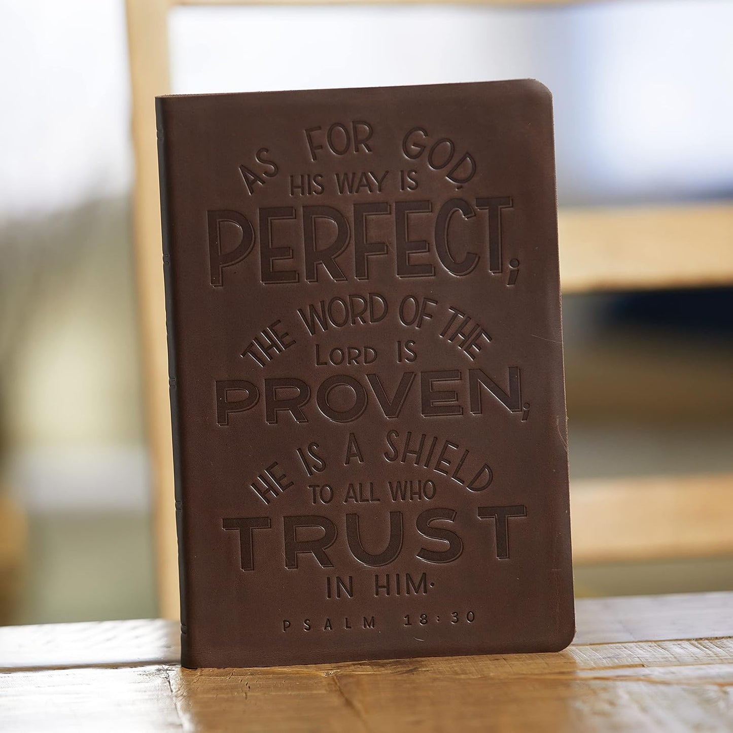 NKJV Thinline Large Print Bible, Verse Art Cover Collection, Genuine Leather, Brown, Thumb Indexed, Red Letter, Comfort Print