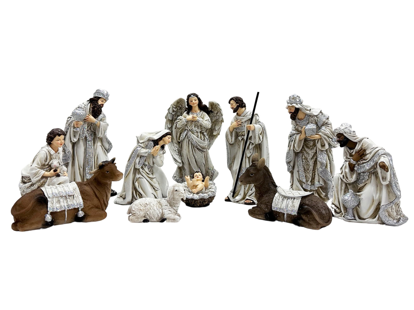 NATIVITY SET- 11PCS 200MM SILVER SIZE: 200MM - RESIN