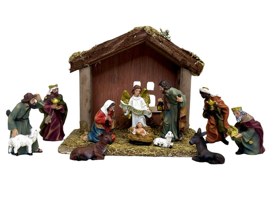 Nativity Set with Stable - 11pc - 75mm