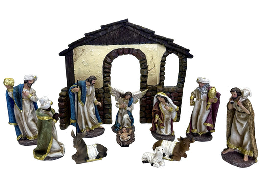 Nativity Stable Set Resin - 11pcs 125mm Stable