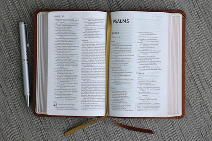 NIV Thinline Bible, Compact, Leathersoft, Brown, Red Letter, Comfort Print