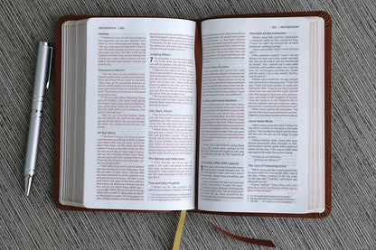 NIV Thinline Bible, Compact, Leathersoft, Brown, Red Letter, Comfort Print