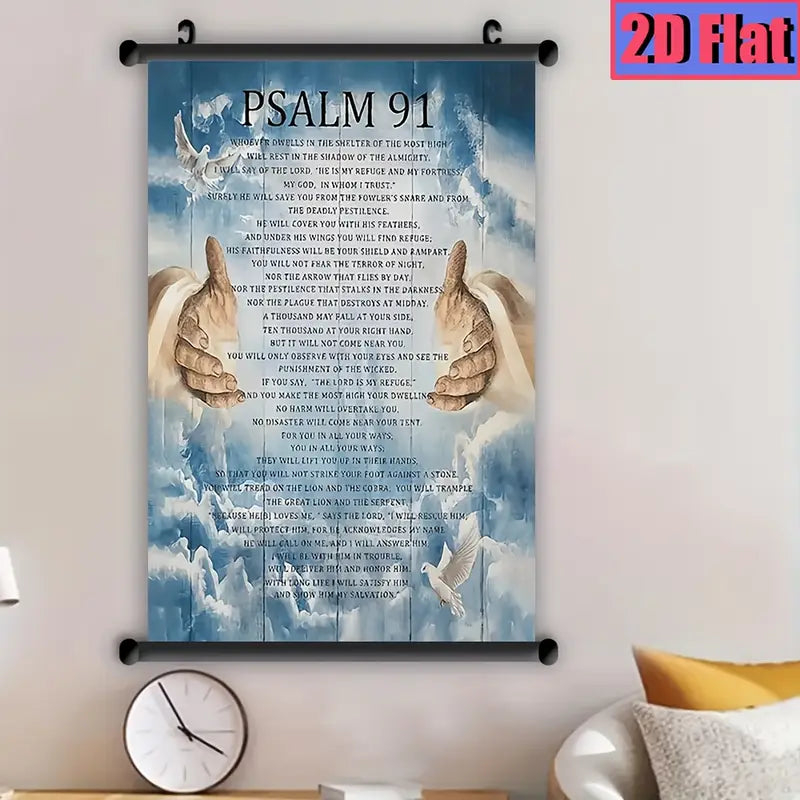 Hanging Scroll- Psalm 91:1-2 Inspirational Wall Art