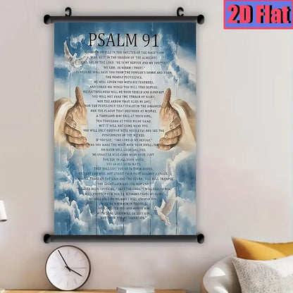 Hanging Scroll- Psalm 91:1-2 Inspirational Wall Art