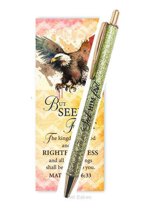 Gel Pen Glitter with Bookmark Gift Set - Seek Him first
