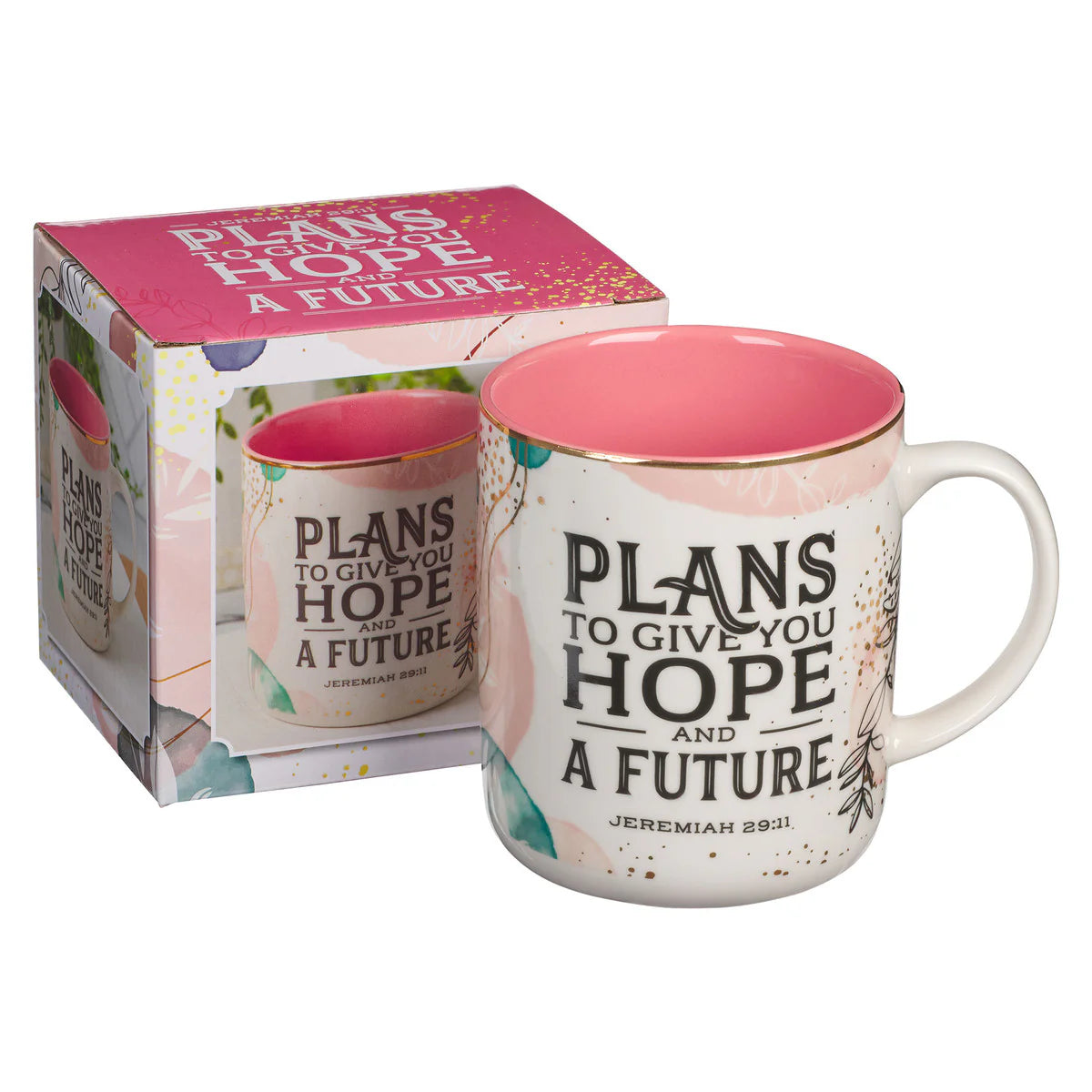 Plans to Give You Hope and a Future – Pink Watercolour Ceramic Mug (Jeremiah 29:11)