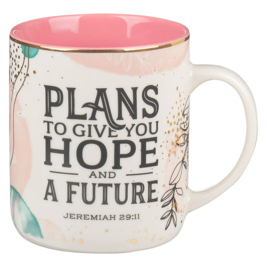 Plans to Give You Hope and a Future – Pink Watercolour Ceramic Mug (Jeremiah 29:11)
