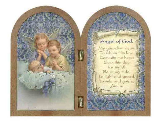 Plaque Plastic Wood Look - Guardian Angels