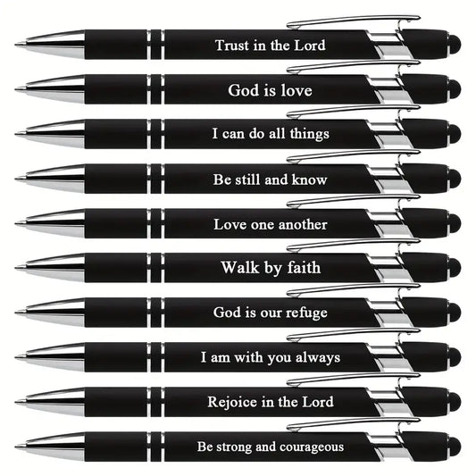 Premium  Ballpoint Pen With Stylus Tip, Bible Verses Engraved, Smooth Writing, Each