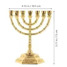 Gold Metal 7-Branch Menorah Candelabra – Tall Biblical Temple Design