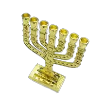Gold 7-Branch Menorah Candle Holder – Biblical Temple Replica