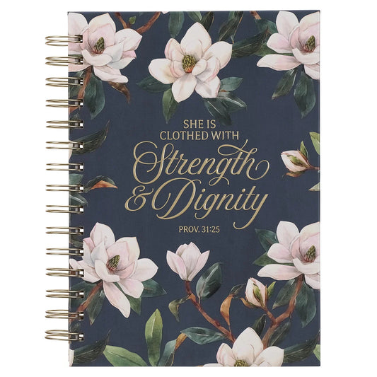 Strength and Dignity Blush Magnolia Large Wire bound Journal - Proverbs 31:25